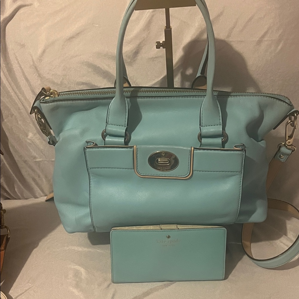 Kate Spade Aqua Satchel Bag and Wallet